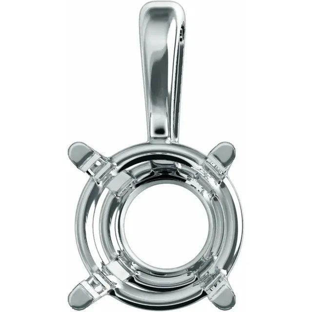 Platinum Round 4 Prong Pre Notched Basket Solitaire Pendant Mounting Mount for Diamonds Gemstones Stones