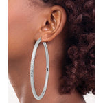 Indlæs billede til gallerivisning 14K White Gold Round Diamond Cut Classic Extra Large Diameter Hoop Earrings 80mm x 4mm
