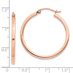 Afbeelding in Gallery-weergave laden, 14K Rose Gold Square Lightweight Classic Tube Hoop Earrings 30mm x 2mm
