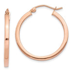 Afbeelding in Gallery-weergave laden, 14K Rose Gold Square Lightweight Classic Tube Hoop Earrings 25mm x 2mm
