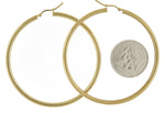 画像をギャラリービューアに読み込む, 10K Yellow Gold Round Classic Hoop Earrings 60mm x 3mm
