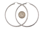 Indlæs billede til gallerivisning 14K White Gold Round Diamond Cut Classic Extra Large Diameter Hoop Earrings 80mm x 4mm
