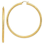 Indlæs billede til gallerivisning 14K Yellow Gold Round Diamond Cut Classic Extra Large Diameter Hoop Earrings 80mm x 4mm
