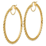 Indlæs billede til gallerivisning 10K Yellow Gold Round Diamond Cut Rope Hoop Earrings 60mm x 2.95mm
