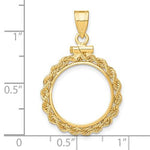 Afbeelding in Gallery-weergave laden, 14K Yellow Gold 1/10 oz Maple Leaf 1/10 oz Philharmonic 1/10 oz Australian Nugget 1/10 oz Kangaroo Coin Holder Holds 16mm Coins Rope Bezel Screw Top Pendant Charm
