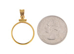 Load image into Gallery viewer, 14K Yellow Gold Screw Top Coin Bezel Holder for 18mm Coins or U.S. Dime or 1/10 oz Panda or 1/10 oz Cat Pendant Charm
