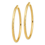 Load image into Gallery viewer, 14K Yellow Gold Round Large Sparkle Diamond Cut Classic Hoop Earrings 70mm x 4mm
