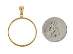 Ladda upp bild till gallerivisning, 14K Yellow Gold 1/2 oz American Eagle or 1/2 ounce South African Krugerrand Coin Holder Holds 27mm x 2.2mm Coins Tab Back Frame Pendant Charm
