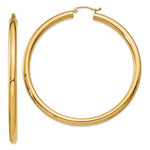 Indlæs billede til gallerivisning 14K Yellow Gold Round Lightweight Large Classic Hoop Earrings 60mm x 4mm
