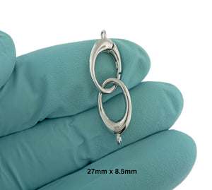 14k Yellow Rose White Gold Sterling Silver 27mm x 8.5mm Double Sided Triggerless Lobster Clasp