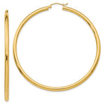 Indlæs billede til gallerivisning 10K Yellow Gold Round Classic Hoop Earrings 65mm x 3mm

