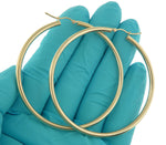 画像をギャラリービューアに読み込む, 10K Yellow Gold Round Classic Hoop Earrings 60mm x 3mm
