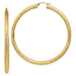 Load image into Gallery viewer, 14K Yellow Gold Round Large Sparkle Diamond Cut Classic Hoop Earrings 70mm x 4mm
