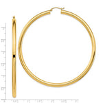 Indlæs billede til gallerivisning 14K Yellow Gold Round 3.15 inch Diameter Extra Large Giant Gigantic Classic Hoop Earrings 80mm x 4mm
