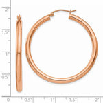 Load image into Gallery viewer, 14K Rose Gold Round Lightweight Classic Hoop Earrings 40mm x 3mm
