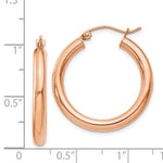 Load image into Gallery viewer, 14K Rose Gold Round Lightweight Classic Hoop Earrings 25mm x 3mm
