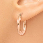 Load image into Gallery viewer, 14K Rose Gold Round Lightweight Classic Hoop Earrings 20mm x 3mm
