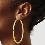 Indlæs billede til gallerivisning 14K Yellow Gold Round 3.15 inch Diameter Extra Large Giant Gigantic Classic Hoop Earrings 80mm x 4mm
