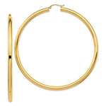 Indlæs billede til gallerivisning 14K Yellow Gold Round 3.15 inch Diameter Extra Large Giant Gigantic Classic Hoop Earrings 80mm x 4mm
