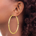 Load image into Gallery viewer, 14K Yellow Gold Round 3.15 inch Diameter Extra Large Giant Gigantic Classic Hoop Earrings 80mm x 4mm
