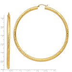 Indlæs billede til gallerivisning 14K Yellow Gold Round Diamond Cut Classic Extra Large Diameter Hoop Earrings 80mm x 4mm
