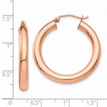 Load image into Gallery viewer, 14K Rose Gold Round Classic Hoop Earrings 30mm x 4mm
