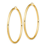 Indlæs billede til gallerivisning 14K Yellow Gold Round 3.15 inch Diameter Extra Large Giant Gigantic Classic Hoop Earrings 80mm x 4mm
