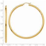 Indlæs billede til gallerivisning 10K Yellow Gold Round Classic Hoop Earrings 65mm x 3mm
