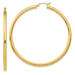 画像をギャラリービューアに読み込む, 10K Yellow Gold Round Classic Hoop Earrings 60mm x 3mm
