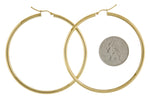 Indlæs billede til gallerivisning 10K Yellow Gold Round Classic Hoop Earrings 65mm x 3mm
