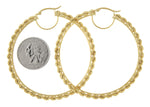 Indlæs billede til gallerivisning 10K Yellow Gold Round Diamond Cut Rope Hoop Earrings 60mm x 2.95mm
