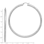 Indlæs billede til gallerivisning 14K White Gold Round Diamond Cut Classic Extra Large Diameter Hoop Earrings 80mm x 4mm
