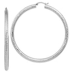 Load image into Gallery viewer, 14K White Gold Round Large Sparkle Diamond Cut Classic Hoop Earrings 70mm x 4mm

