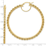 Indlæs billede til gallerivisning 10K Yellow Gold Round Diamond Cut Rope Hoop Earrings 60mm x 2.95mm
