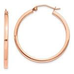 Afbeelding in Gallery-weergave laden, 14K Rose Gold Square Lightweight Classic Tube Hoop Earrings 30mm x 2mm
