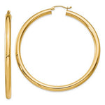Indlæs billede til gallerivisning 14K Yellow Gold Round Lightweight Large Classic Hoop Earrings 60mm x 4mm
