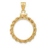 Загрузить изображение в средство просмотра галереи, 14K Yellow Gold Diamond Cut Rope Edge US Dime 1/10 oz Panda Cat Coin Holder Bezel Pendant Charm Screw Top for 18 mm Coins
