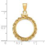 Загрузить изображение в средство просмотра галереи, 14K Yellow Gold Diamond Cut Rope Edge US Dime 1/10 oz Panda Cat Coin Holder Bezel Pendant Charm Screw Top for 18 mm Coins
