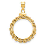 Загрузить изображение в средство просмотра галереи, 14K Yellow Gold Diamond Cut Rope Edge US Dime 1/10 oz Panda Cat Coin Holder Bezel Pendant Charm Screw Top for 18 mm Coins
