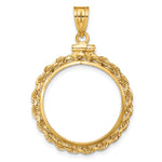Indlæs billede til gallerivisning 14K Yellow Gold Diamond Cut Rope Edge US $5 Dollar Liberty Indian Statue of Liberty Bald Eagle Congressional Coin Holder Bezel Pendant Charm Screw Top for 21.6 mm Coins
