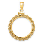 Indlæs billede til gallerivisning 14K Yellow Gold Diamond Cut Rope Edge US $5 Dollar Liberty Indian Statue of Liberty Bald Eagle Congressional Coin Holder Bezel Pendant Charm Screw Top for 21.6 mm Coins
