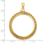 Load image into Gallery viewer, 14K Yellow Gold Diamond Cut Rope Edge Old US Series 1 oz Panda Australian Nugget Kangaroo Koala Coin Holder Bezel Pendant Charm Screw Top for 32 mm Coins
