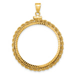 Load image into Gallery viewer, 14K Yellow Gold Diamond Cut Rope Edge Old US Series 1 oz Panda Australian Nugget Kangaroo Koala Coin Holder Bezel Pendant Charm Screw Top for 32 mm Coins
