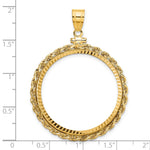 Indlæs billede til gallerivisning 14K Yellow Gold Diamond Cut Rope Edge 1 oz American Eagle Cat Krugerrand Coin Holder Bezel Pendant Charm Screw Top for 32.7 mm Coins
