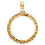 Indlæs billede til gallerivisning 14K Yellow Gold Diamond Cut Rope Edge 1 oz American Eagle Cat Krugerrand Coin Holder Bezel Pendant Charm Screw Top for 32.7 mm Coins
