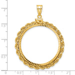 Indlæs billede til gallerivisning 14K Yellow Gold Diamond Cut Rope Edge US $20 Dollar Liberty Saint-Gaudens Coin Holder Bezel Pendant Charm Screw Top for 34.2 mm Coins
