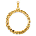 Indlæs billede til gallerivisning 14K Yellow Gold Diamond Cut Rope Edge US $20 Dollar Liberty Saint-Gaudens Coin Holder Bezel Pendant Charm Screw Top for 34.2 mm Coins
