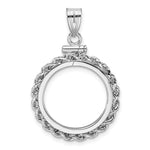 Load image into Gallery viewer, 14K White Gold Diamond Cut Rope Edge US $2.50 Dollar Liberty Indian Barber Dime Mercury Dime Coin Holder Bezel Pendant Charm Screw Top for 17.8 mm Coins
