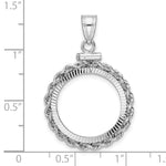 Load image into Gallery viewer, 14K White Gold Diamond Cut Rope Edge US $2.50 Dollar Liberty Indian Barber Dime Mercury Dime Coin Holder Bezel Pendant Charm Screw Top for 17.8 mm Coins
