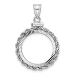 Load image into Gallery viewer, 14K White Gold Diamond Cut Rope Edge US $2.50 Dollar Liberty Indian Barber Dime Mercury Dime Coin Holder Bezel Pendant Charm Screw Top for 17.8 mm Coins
